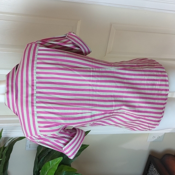 Merona Women's Short Sleeve Striped Button Down Fitted Shirt Sz Sm - Picture 3 of 6